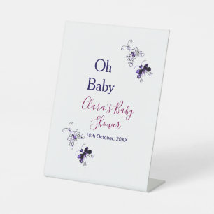 Lila Schmetterling Rosa Babydusche - Baby modern Sockelschild
