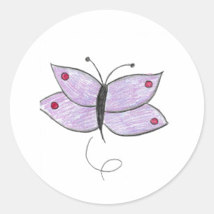 Lila Schmetterling Runder Aufkleber