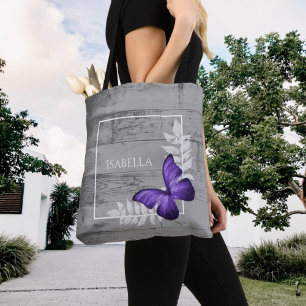Lila Schmetterling Rustikale Personalisierte Tote