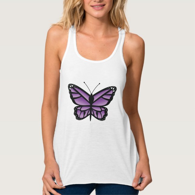 Lila Schmetterling Schöne Cartoon Illustration Tank Top (Vorderseite)