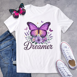 Lila Schmetterling-Träumer-Shirt mit Blumenmuster Tri-Blend Shirt