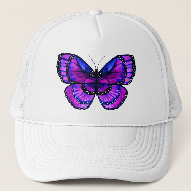 Lila Schmetterling Truckerkappe (Vorderseite)