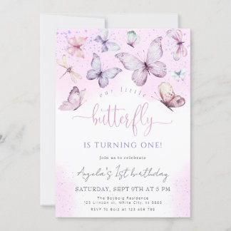 Lila Schmetterling Unsere kleine Schmetterlingsdus Einladung