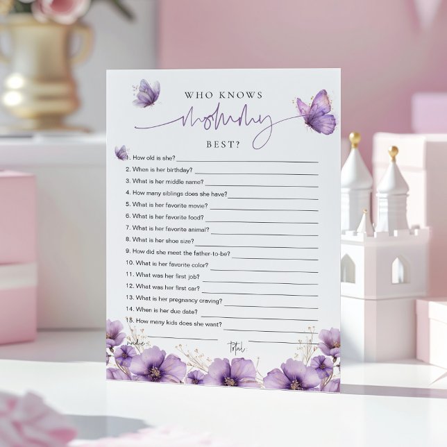 Lila Schmetterling Wer kennt Mommy am besten? Spie Hinweiskarte (Von Creator hochgeladen)