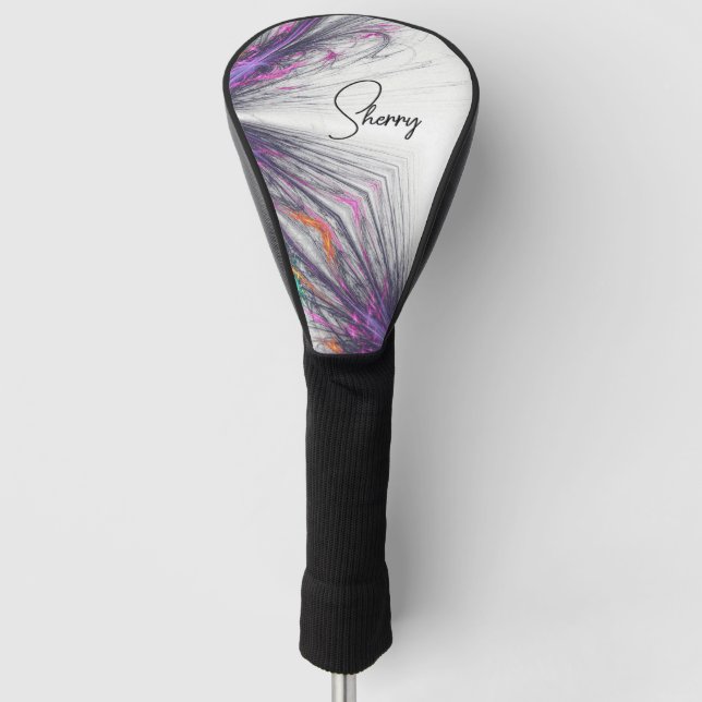 Lila Schmetterlinge Abstrakt Golf Headcover (Vorderseite)