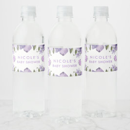 Lila Schmetterlinge Aquarellfarben-Wildblume Wasserflaschenetikett