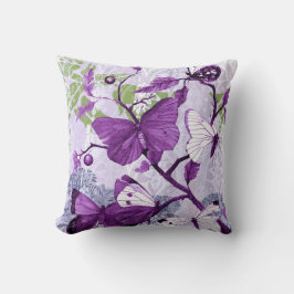 Lila Schmetterlinge auf einem Zweig Kissen
