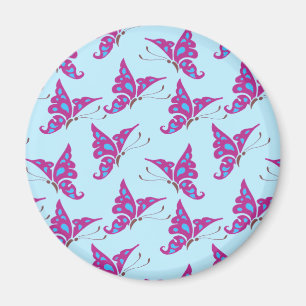Lila Schmetterlinge auf Light Blue, Butterfly Prin Magnet