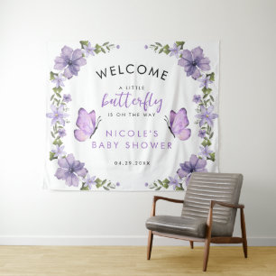 Lila Schmetterlinge Baby Shower Wandteppich
