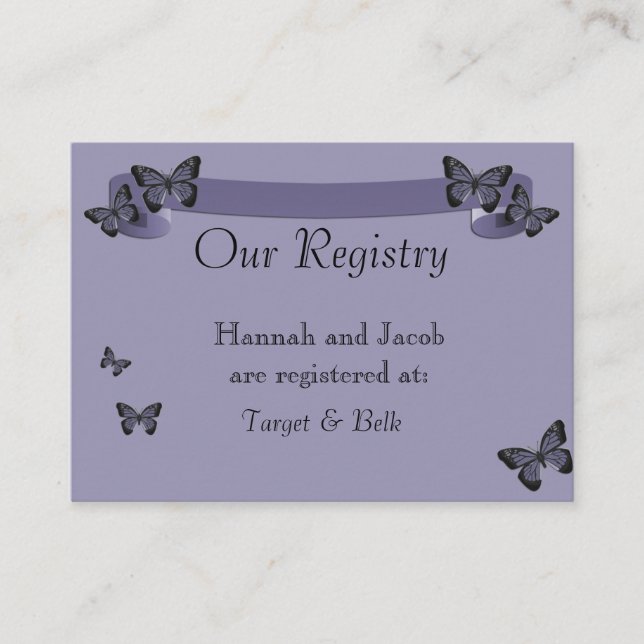 Lila Schmetterlinge Begleitkarte (Vorderseite)