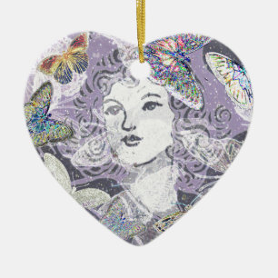 Lila Schmetterlinge Keramikornament