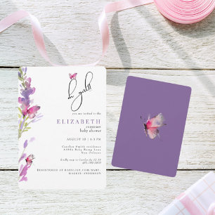 Lila Schmetterlinge Oh Girl Baby Dusche Einladung