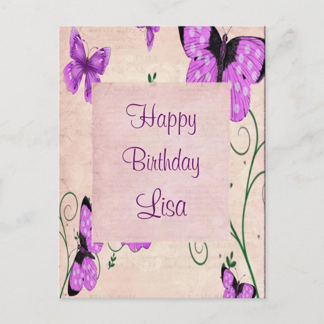 Lila Schmetterlinge Postkarte (Vorderseite)