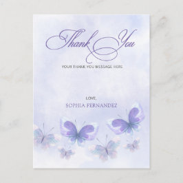 Lila Schmetterlinge Quinceanera Vielen Dank Postkarte
