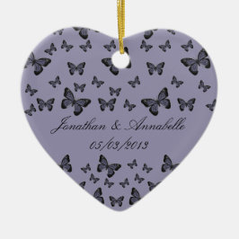 Lila Schmetterlinge Save the Date Keepake Keramik Ornament