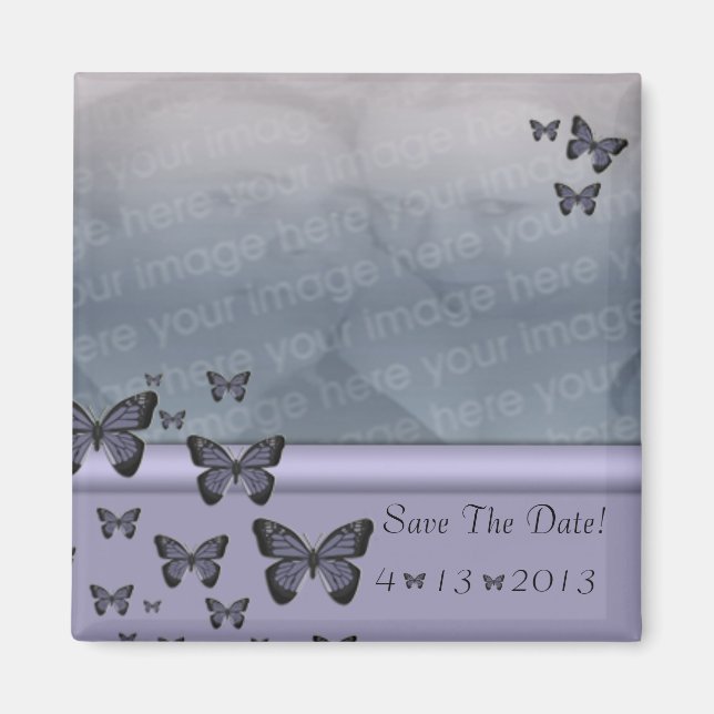 Lila Schmetterlinge Save the Date Magnet (Vorne)