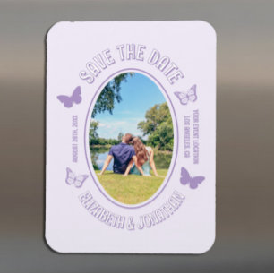 Lila Schmetterlinge Save the Date Magnet