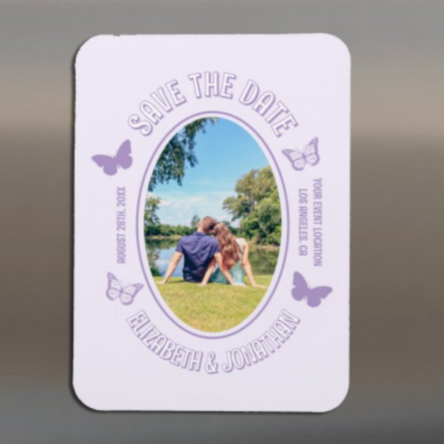 Lila Schmetterlinge Save the Date Magnet (Von Creator hochgeladen)