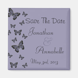 Lila Schmetterlinge Save the Date Personalisiert Magnet