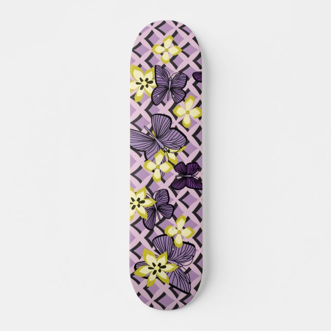 Lila Schmetterlinge Skateboard (Vorne)