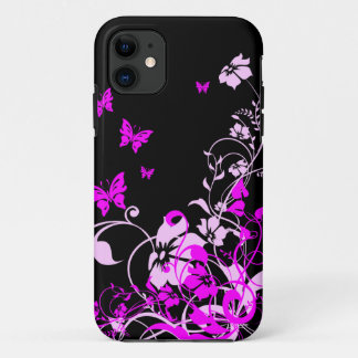 Lila Schmetterlinge und Blumen Case-Mate iPhone Hülle