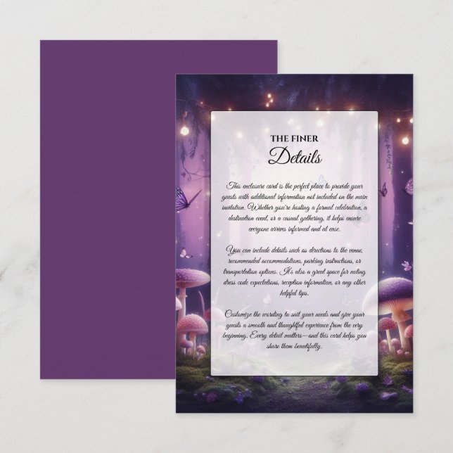 Lila Schmetterlinge und Hochzeiten von Starlit Ski Begleitkarte (Vorne/Hinten)