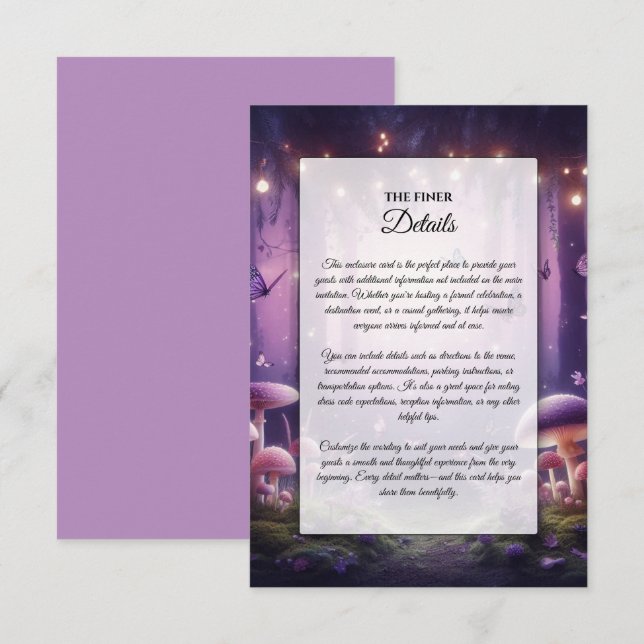 Lila Schmetterlinge und Hochzeiten von Starlit Ski Begleitkarte (Vorne/Hinten)