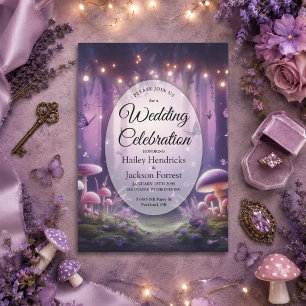 Lila Schmetterlinge und Sternenhimmel-Hochzeit Einladung