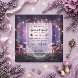 Lila Schmetterlinge und sternklare Himmel Hochzeit Einladung
