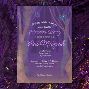 Lila Schmetterlinge, verzauberte Waldmatscha Einladung