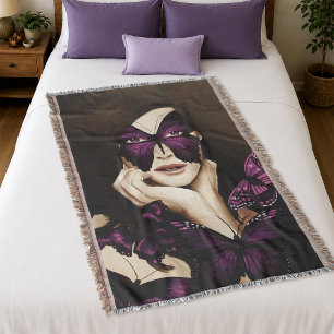 Lila Schmetterlings-Maskenball Frau Elegante Fanta Decke