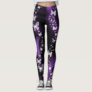 Lila Schmetterlings-Strudel-Leggings Leggings