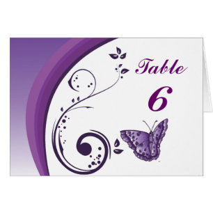 Lila Schmetterlings-Tischnummer-Karte