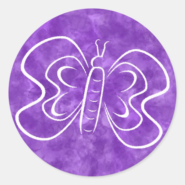 Lila Schmetterlingsfarbe Kunst Runder Aufkleber (Vorderseite)