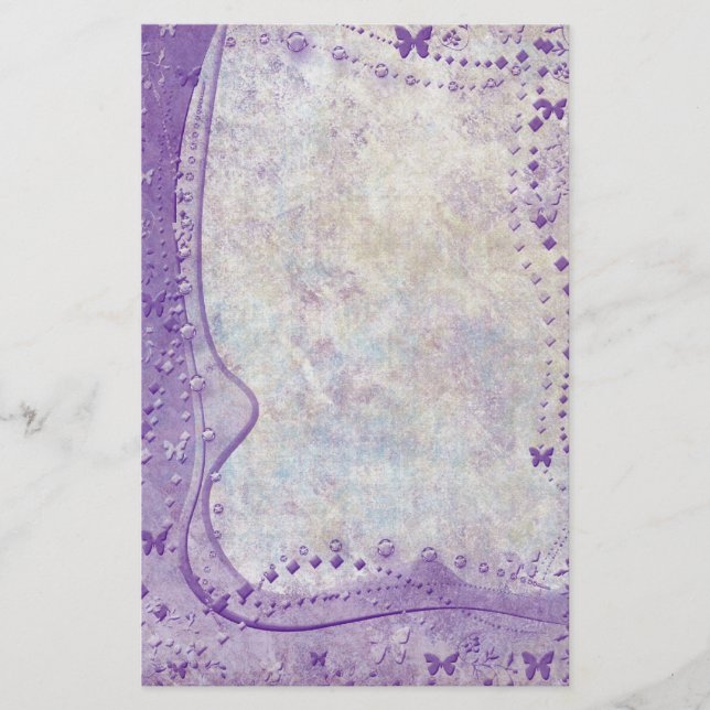 Lila Schmetterlingsgrenze Briefpapier (Vorderseite)