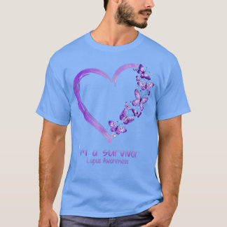 Lila Schmetterlingsherz Ich bin ein Überlebender L T-Shirt
