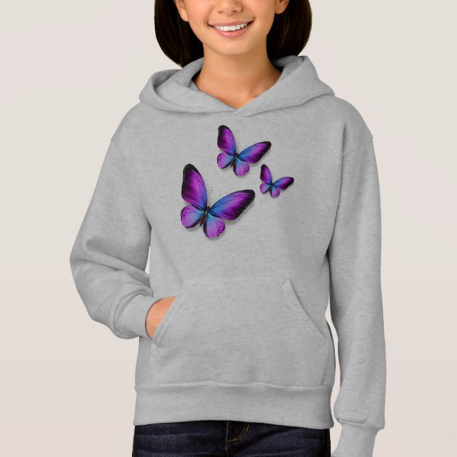 Lila Schmetterlingsjunge Hoodie (Vorderseite)