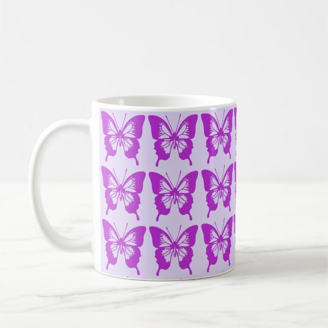 Lila Schmetterlingsmuster Kaffeetasse (Links)