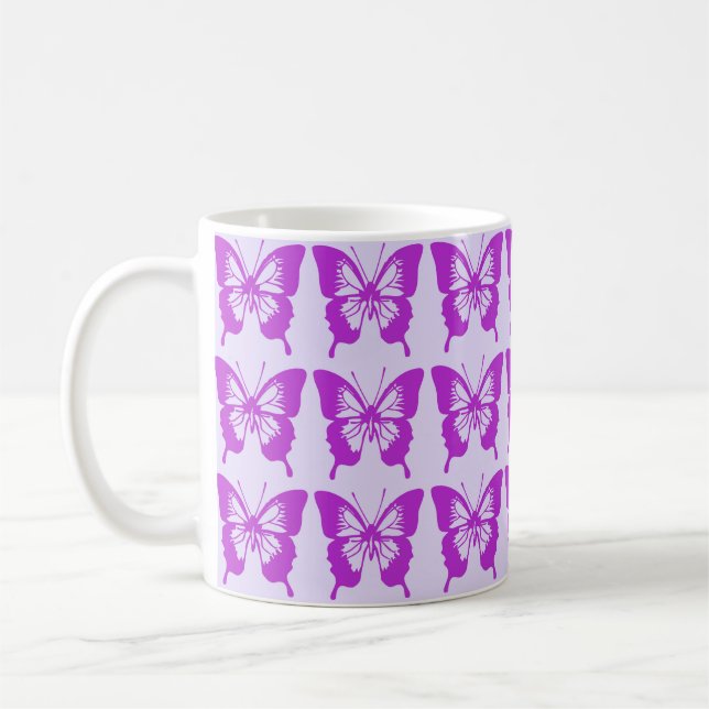 Lila Schmetterlingsmuster Kaffeetasse (Links)