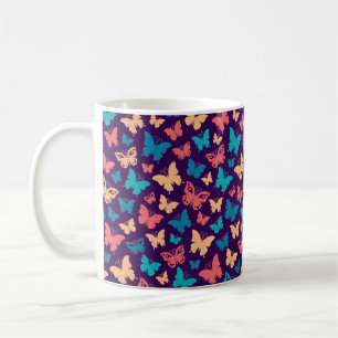 Lila Schmetterlingsmuster mit rosafarbenem Tuguor Kaffeetasse