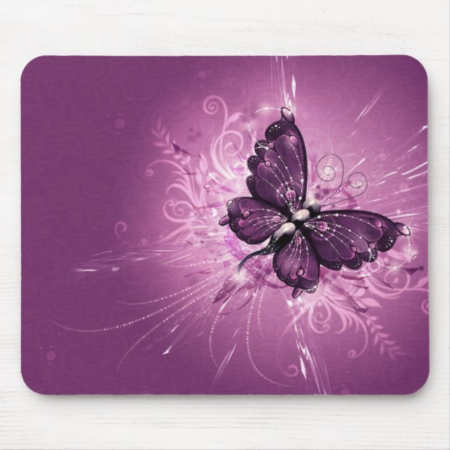 lila Schmetterlingsvektorkunst Mousepad (Vorne)