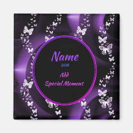 Lila Schmetterlingswirbel, Name und Datum hinzufüg Magnet