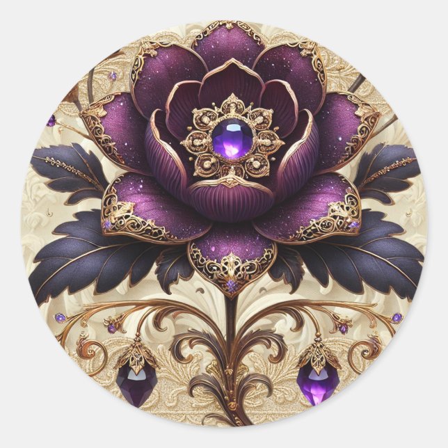 Lila Schmucksticker Runder Aufkleber (Vorderseite)