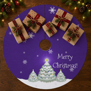 Lila Schneebedeckter Weihnachtsbaum-Feiertags-Baum Fleece Weihnachtsbaumdecke