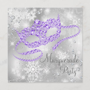 Lila Schneeblatt-Maskenball-Party Einladung