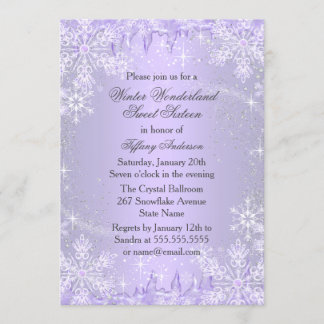 Lila Schneeblume Winter Wonderland Sweet 16 Einlad Einladung