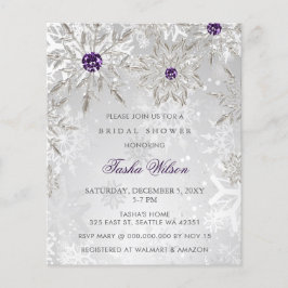Lila Schneeflocke Brautdusche Einladung