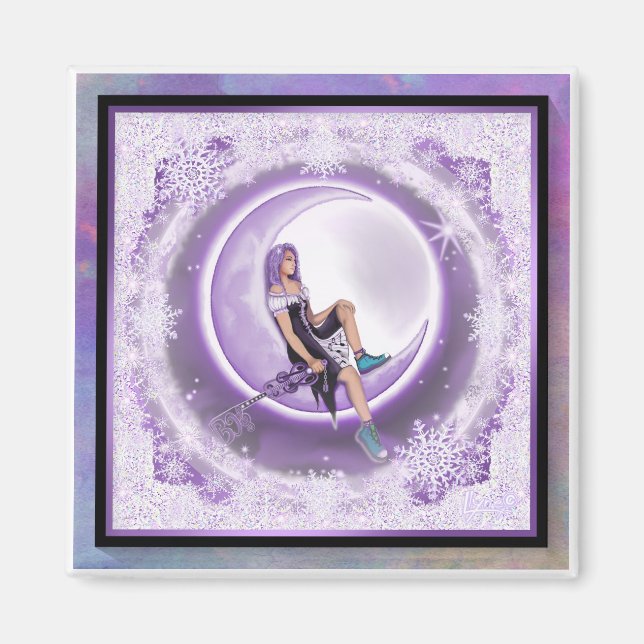 Lila Schneeflocke Magnet (Vorne)