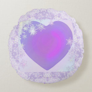 Lila Schneeflocke Rundes Kissen