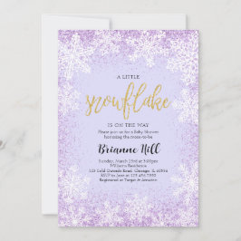Lila Schneeflocken-Babydusche Einladung